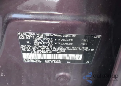 2016 Toyota Rav4 Limited из США, поврежденный, VIN 2T3DFREV1GW466163